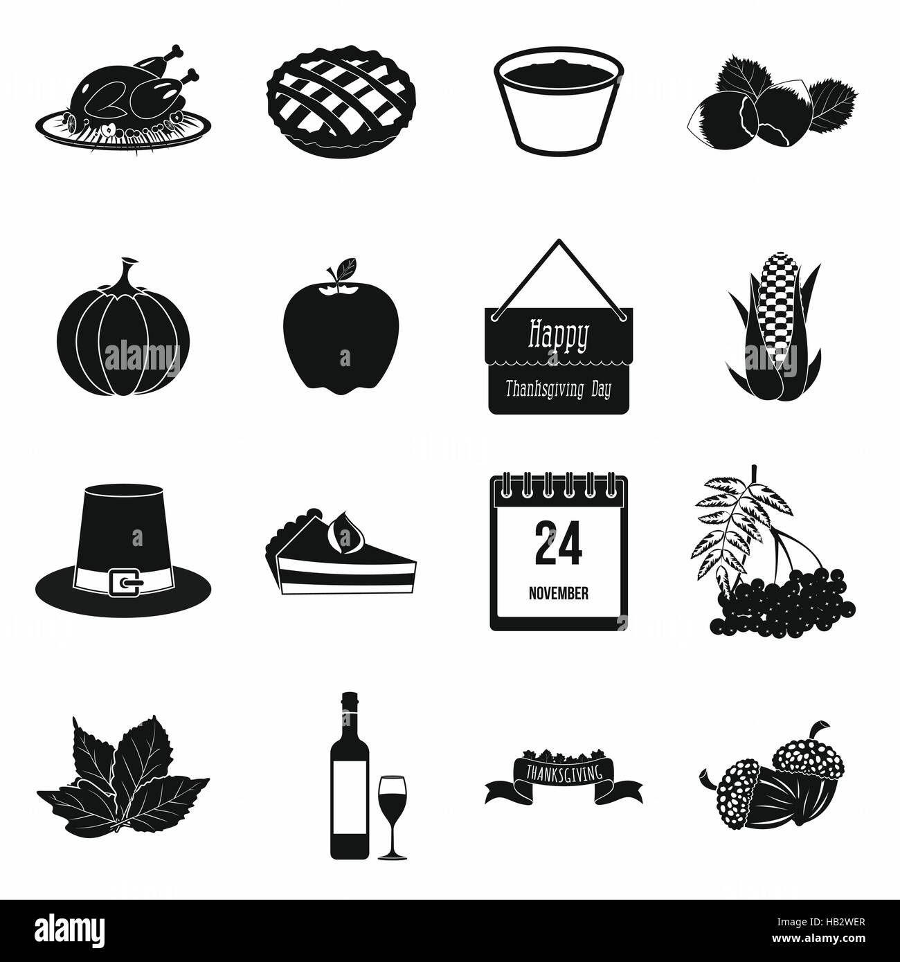 Thanksgiving day black simple icons Stock Vector Image & Art - Alamy