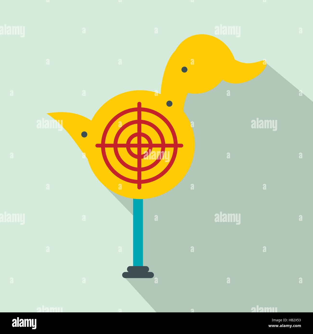 Yellow duck target flat icon Stock Vector