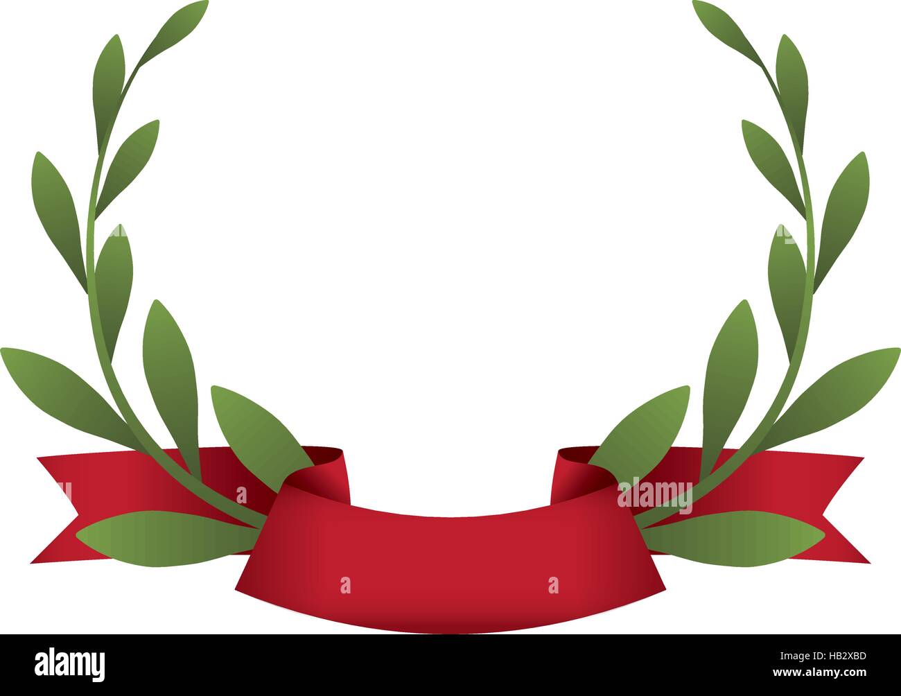 decorative wreath of leaves and ribbon icon over white background ...
