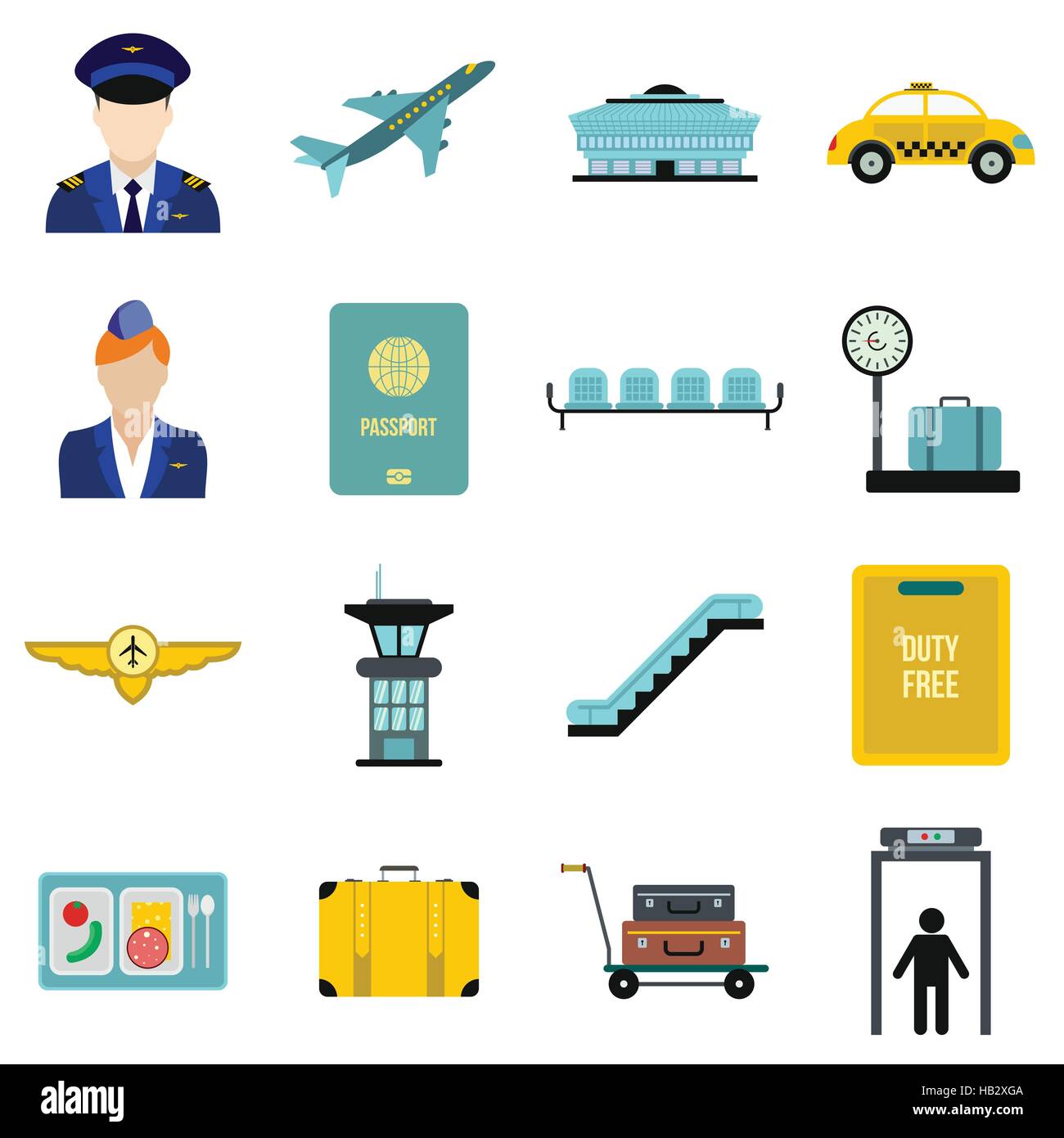 Airport flat icons Stock Vector Image & Art - Alamy