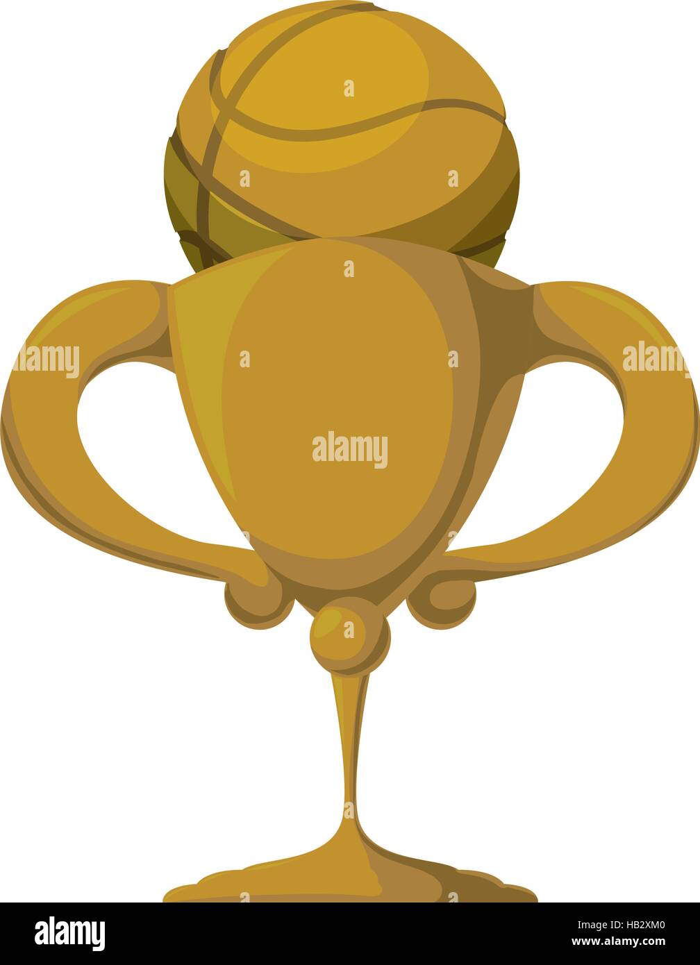 gold trophy with basketball ball icon over white background. vector
