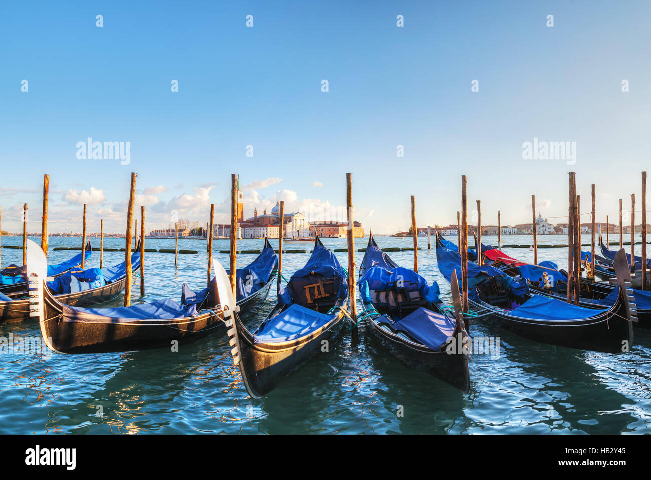Gondolas floating in the Grand Canal Stock Photo