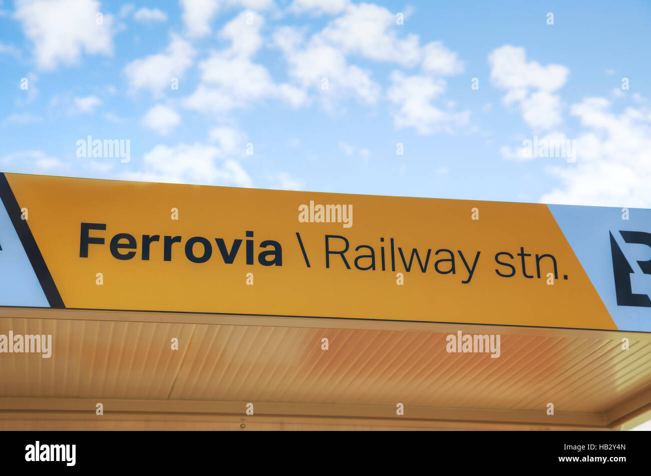 Ferrovia water bus stop sign Stock Photo
