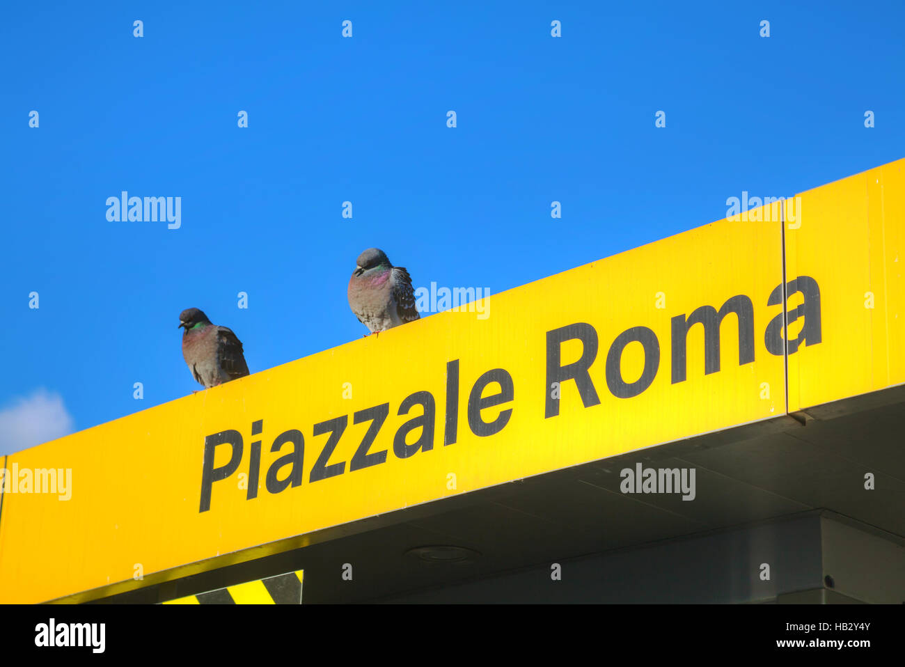 Piazzale Roma water bus stop sign in Venice Stock Photo