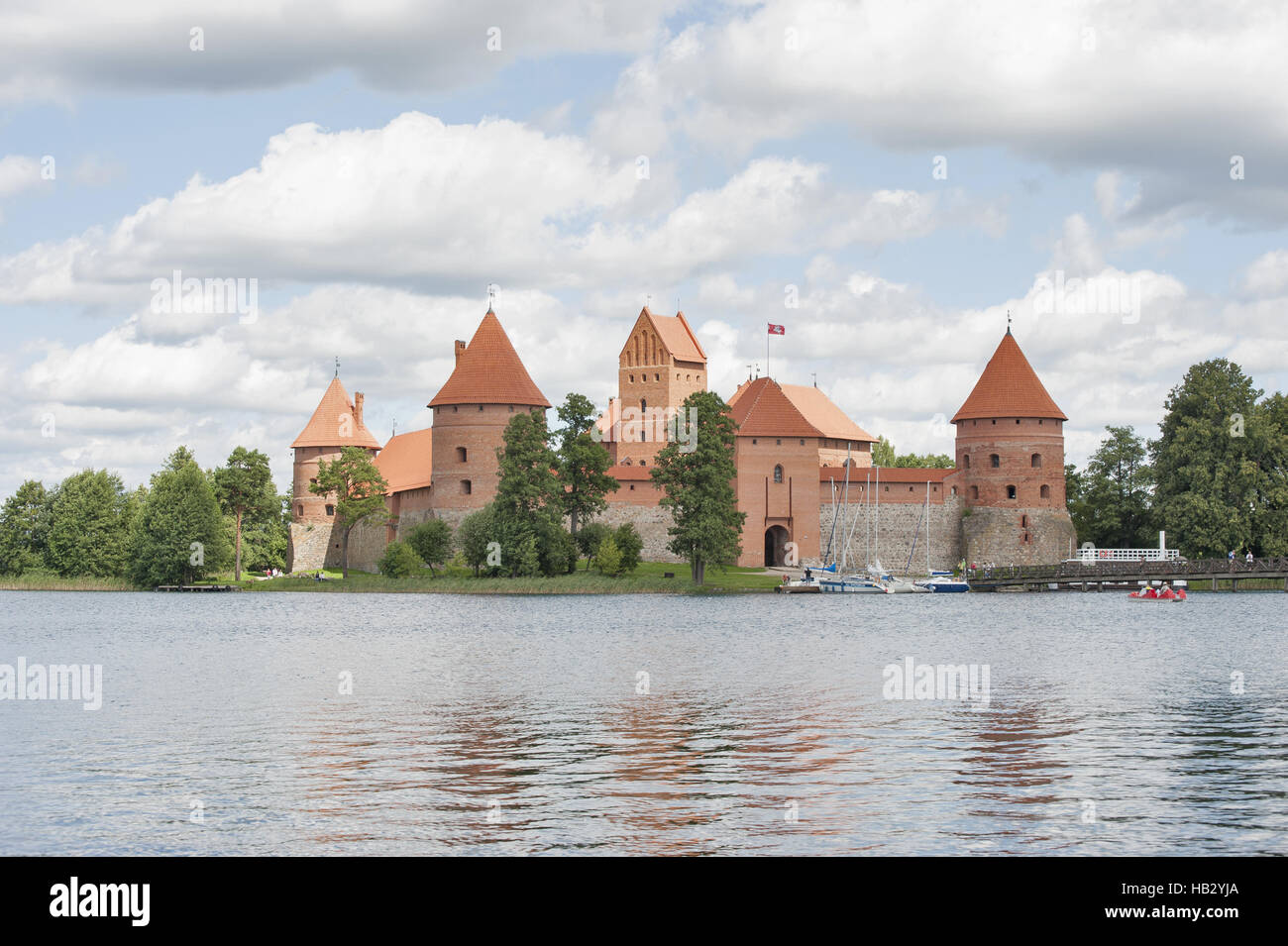 Trakai Castle on Lake Galve (Lithuania). Stock Photo