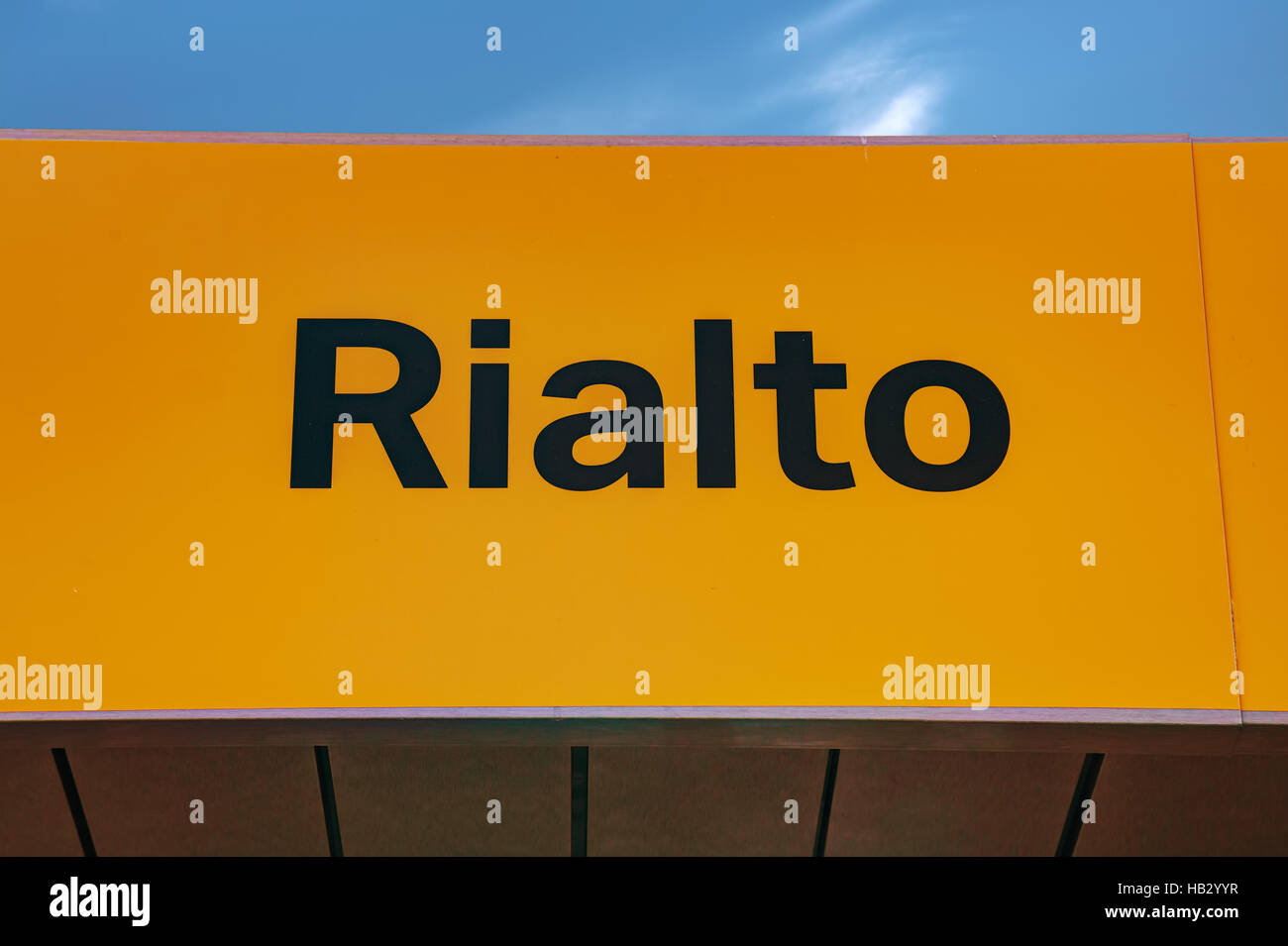 Rialto water bus stop sign Stock Photo