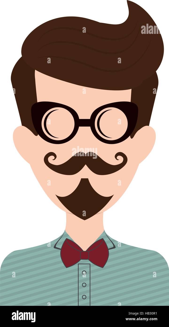 cartoon man face with glasses and mustache icon over white background.  hipster style design. vector illustration Stock Vector Image & Art - Alamy