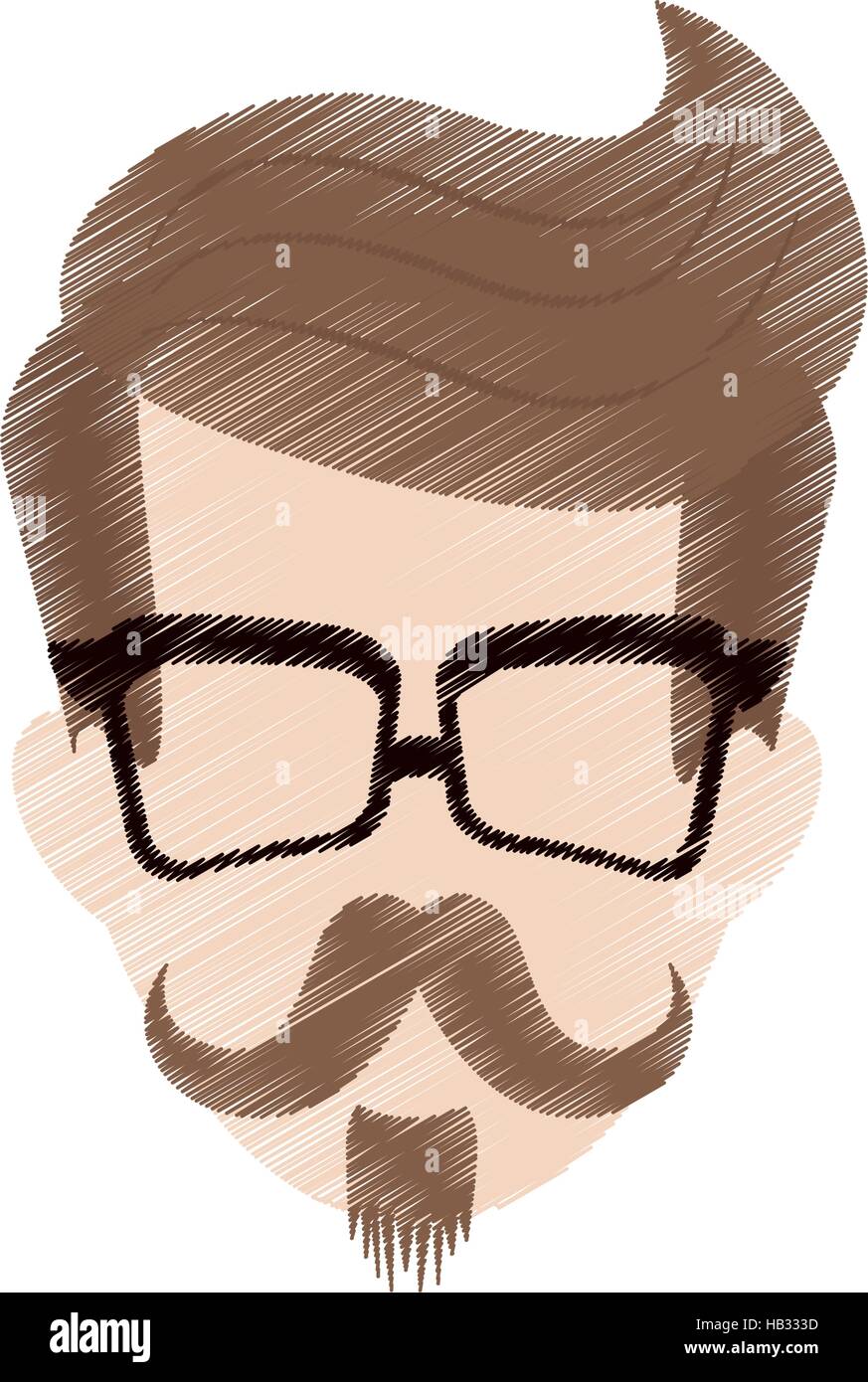 hipster man with facial hair and glasses icon image vector illustration ...