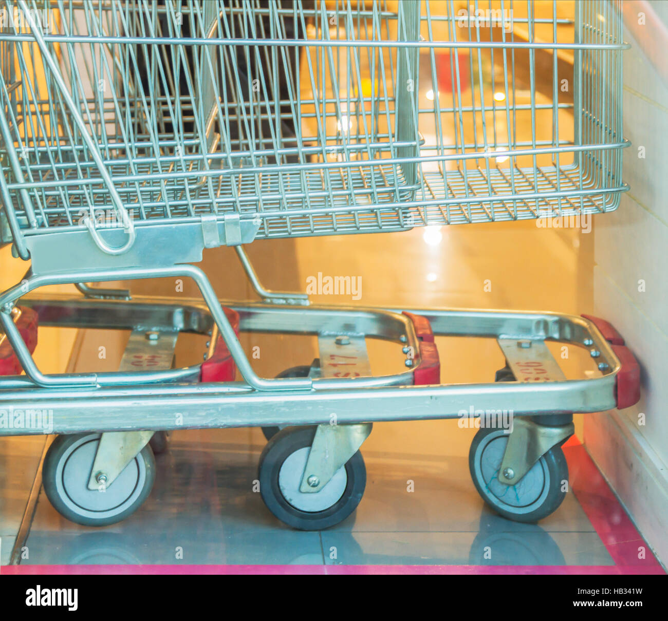 Shopping carts on a parking lot Stock Photo Alamy