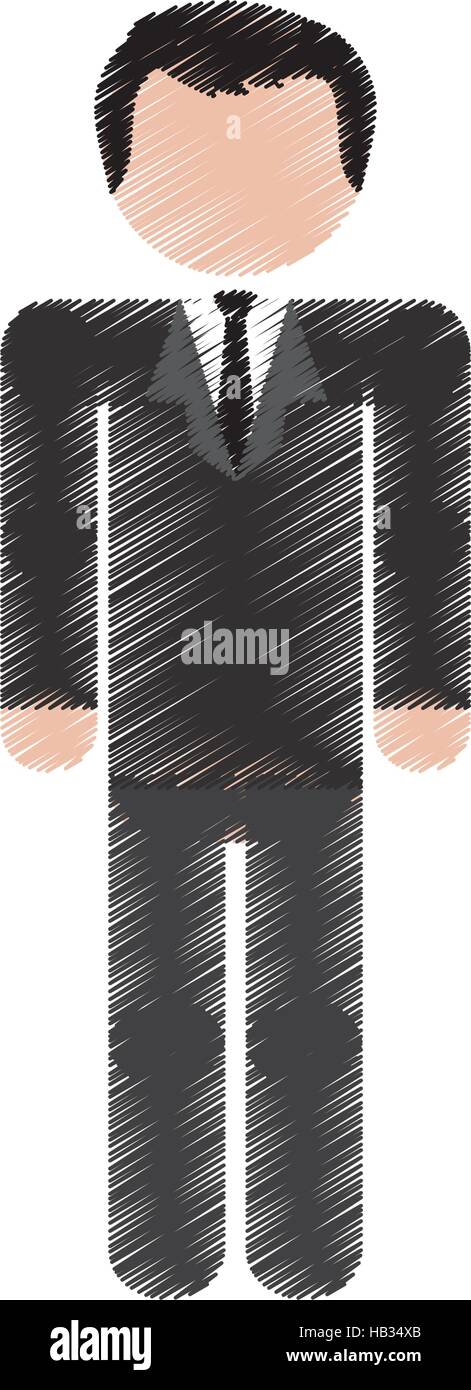 cartoon man wearing suit and tie icon over white background. colorful