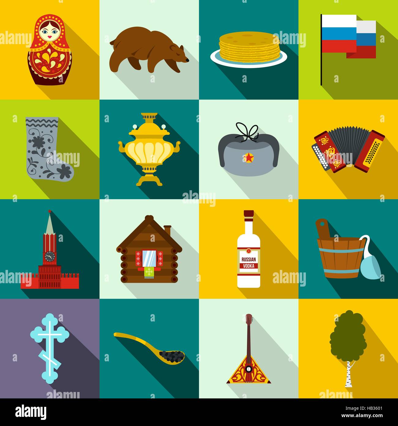 Russia flat icons Stock Vector