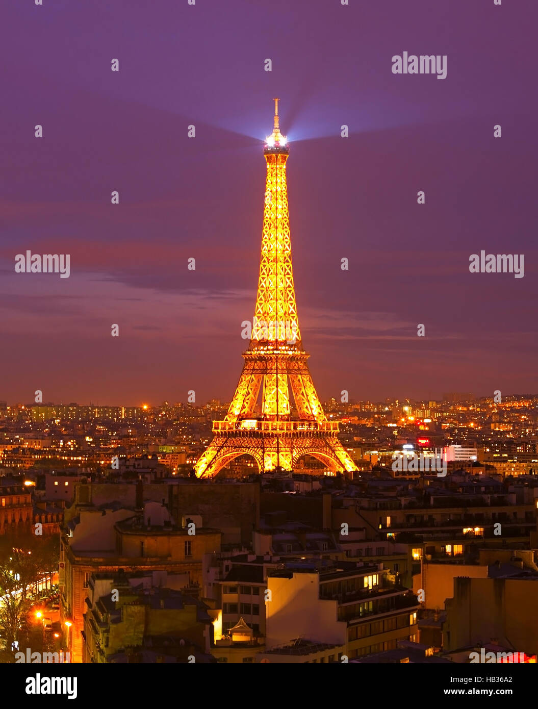 Eiffel Tower at dusk, Paris Stock Photo