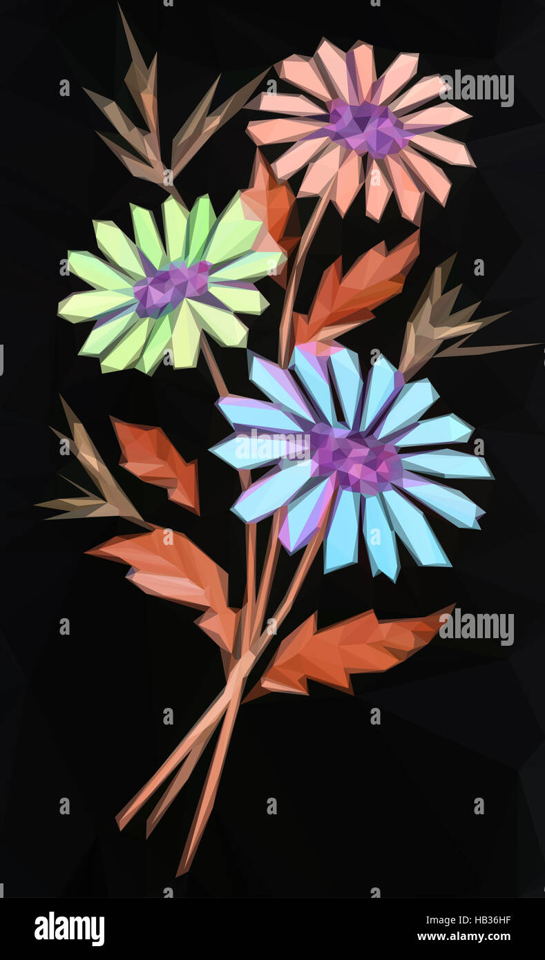 Floral Low Poly Pattern Stock Photo - Alamy