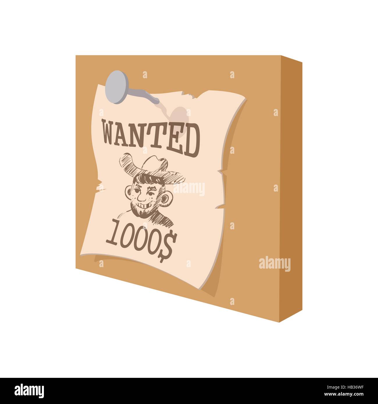 Vintage western wanted poster cartoon icon Stock Vector