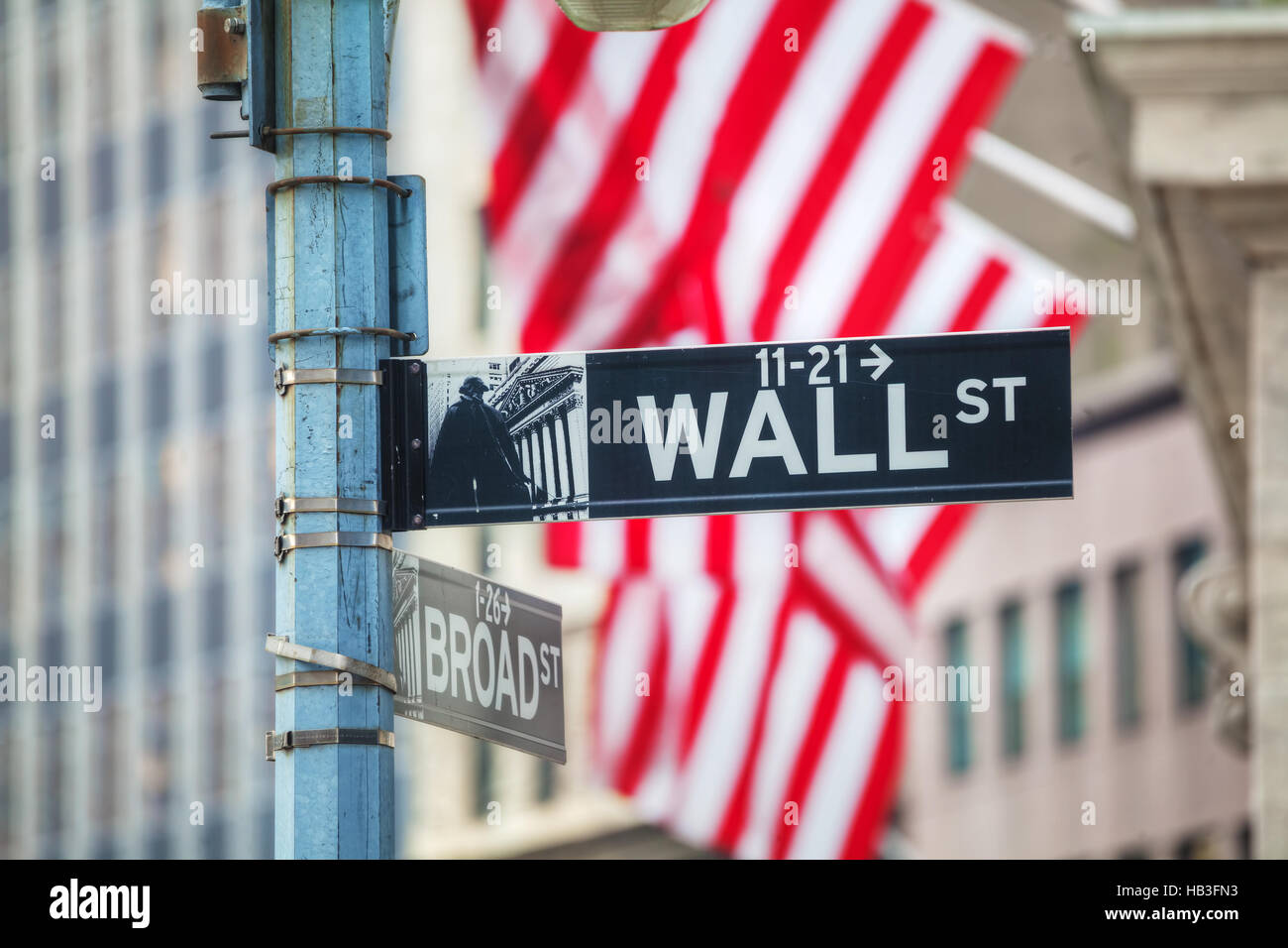 Wall street sign in New York City Stock Photo