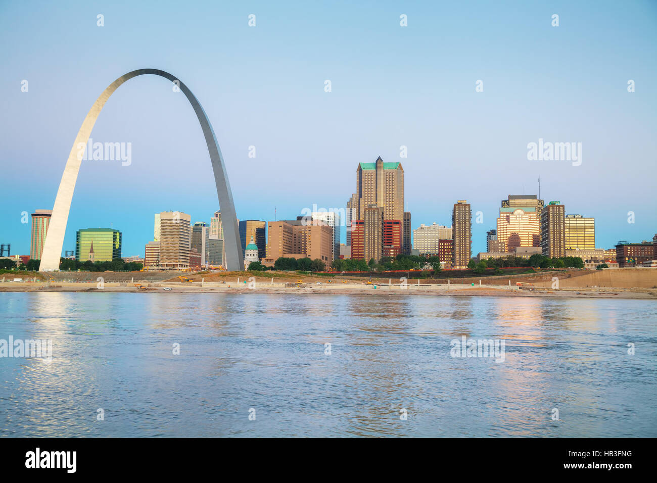 Downtown St Louis, MO with the Gateway Arch Stock Photo
