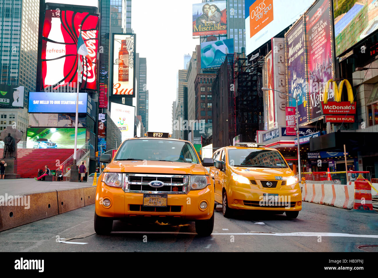 Yellow cabs at Times square in the morning Stock Photo