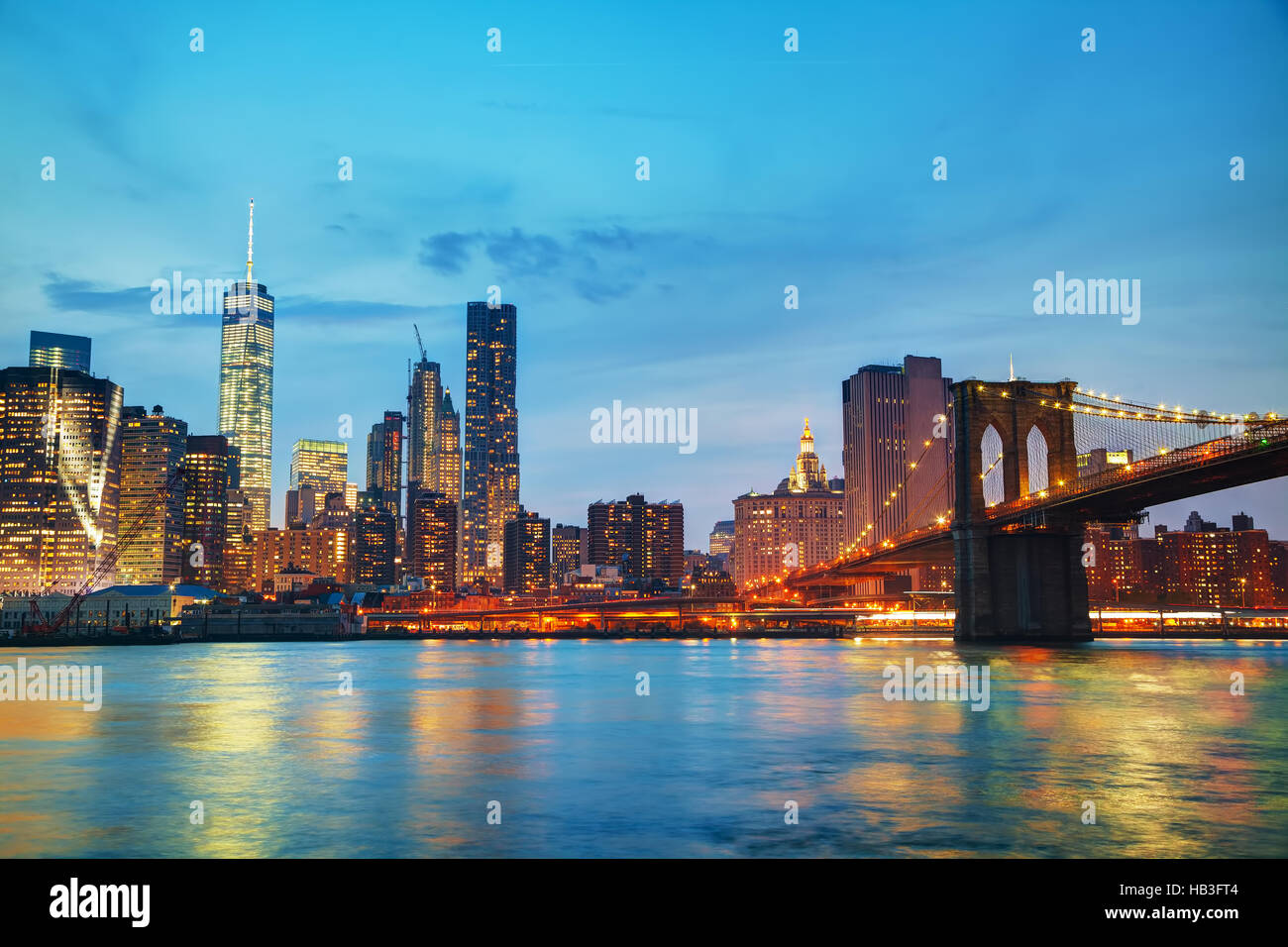 New York City cityscape in the evening Stock Photo - Alamy