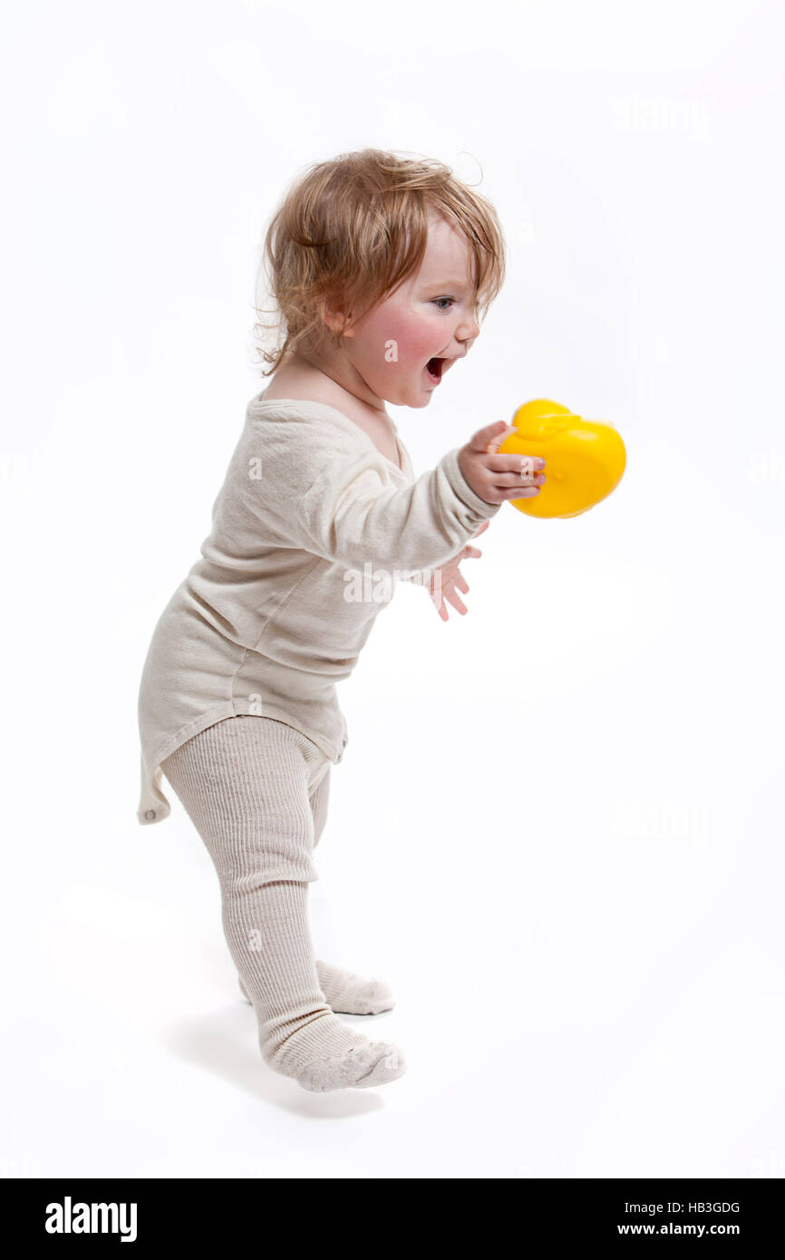 Toddler with romper suit Stock Photo