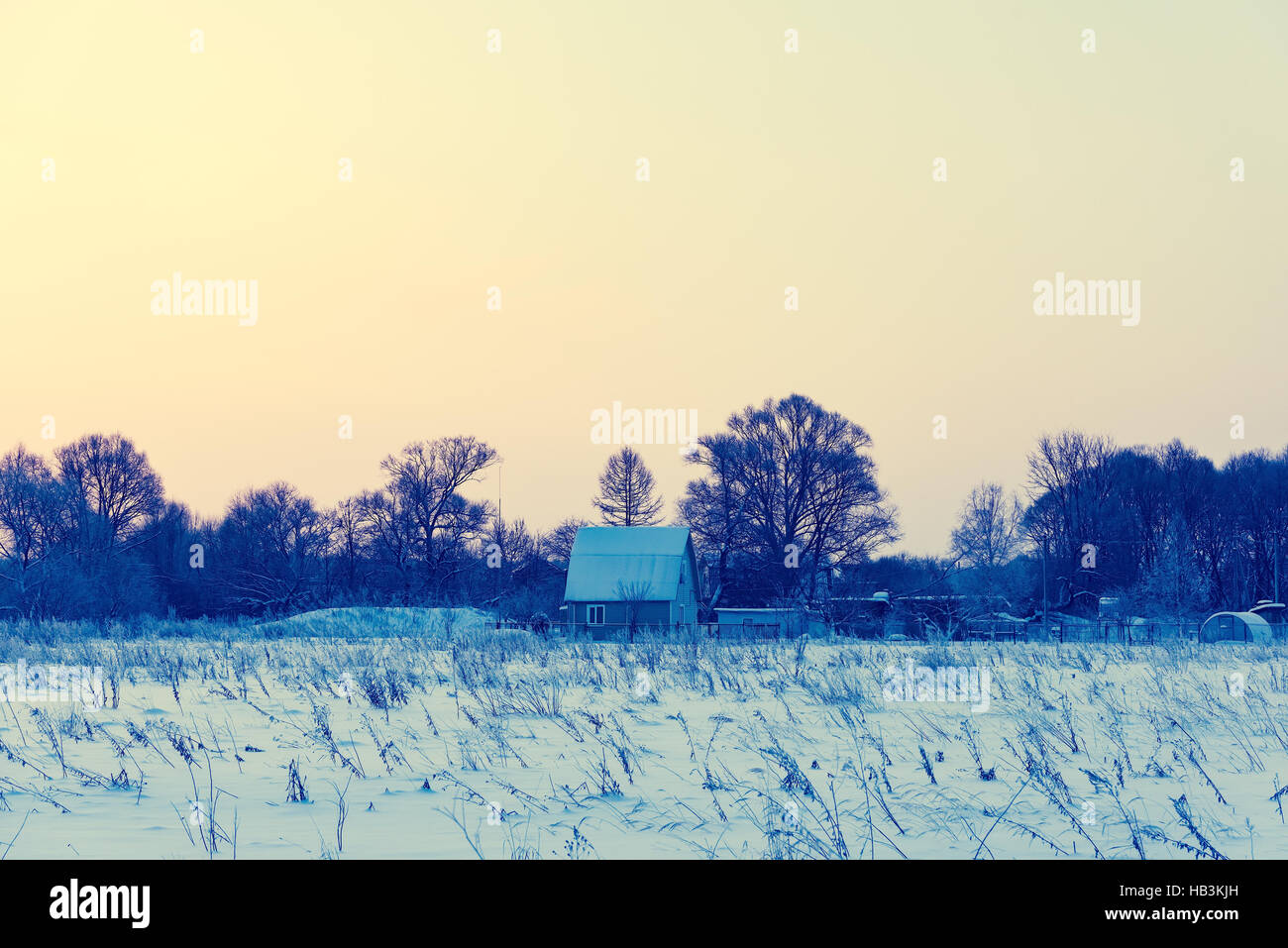 house in the village in the winter Stock Photo - Alamy