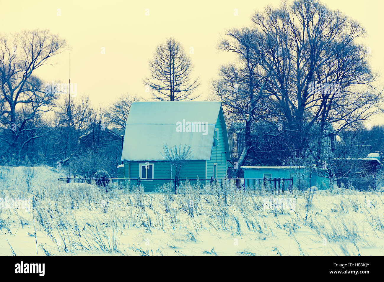 house in the village in the winter Stock Photo - Alamy