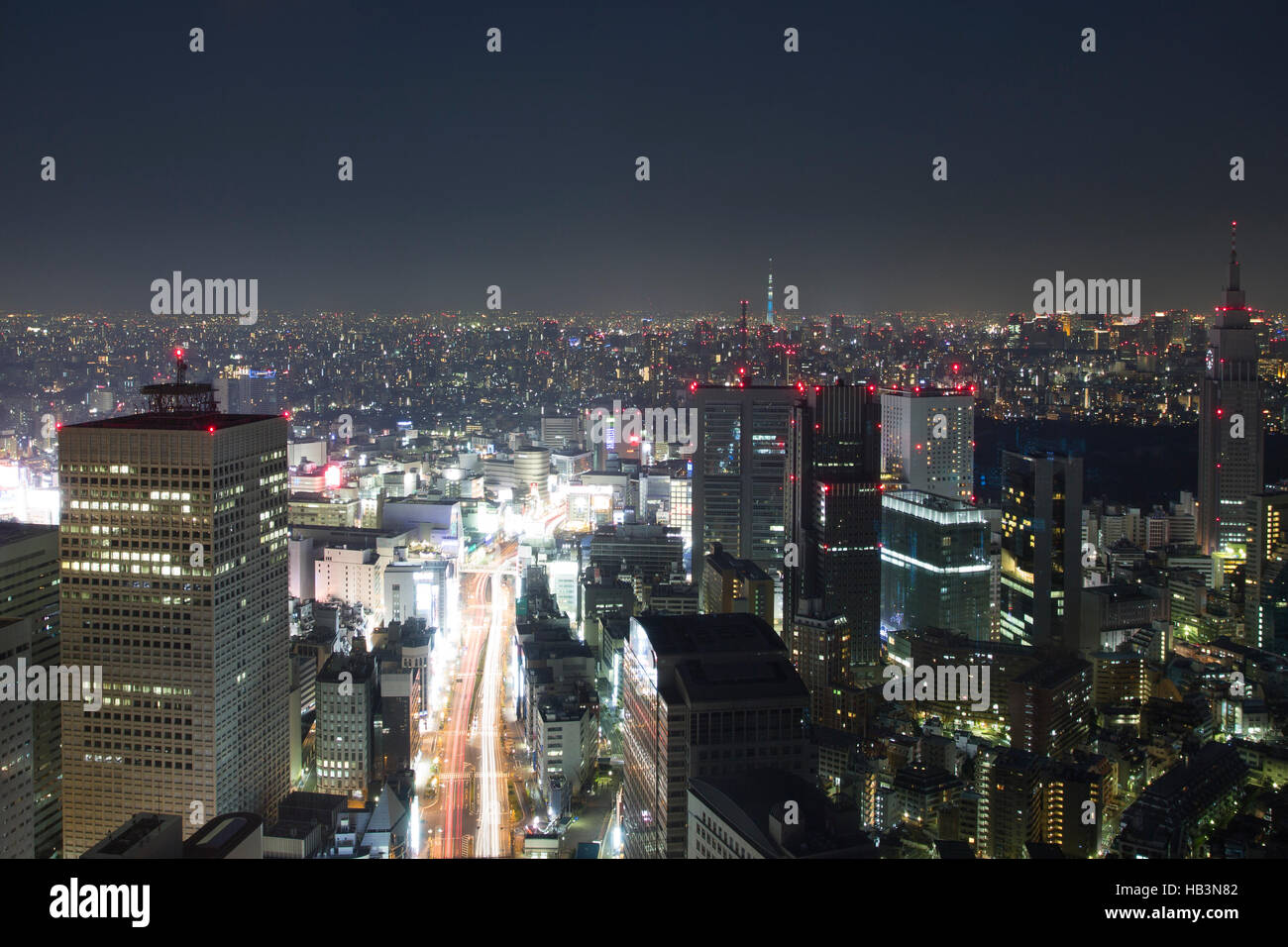 Incredible aerial view of Tokyo by night, Japan 2013 Stock Photo
