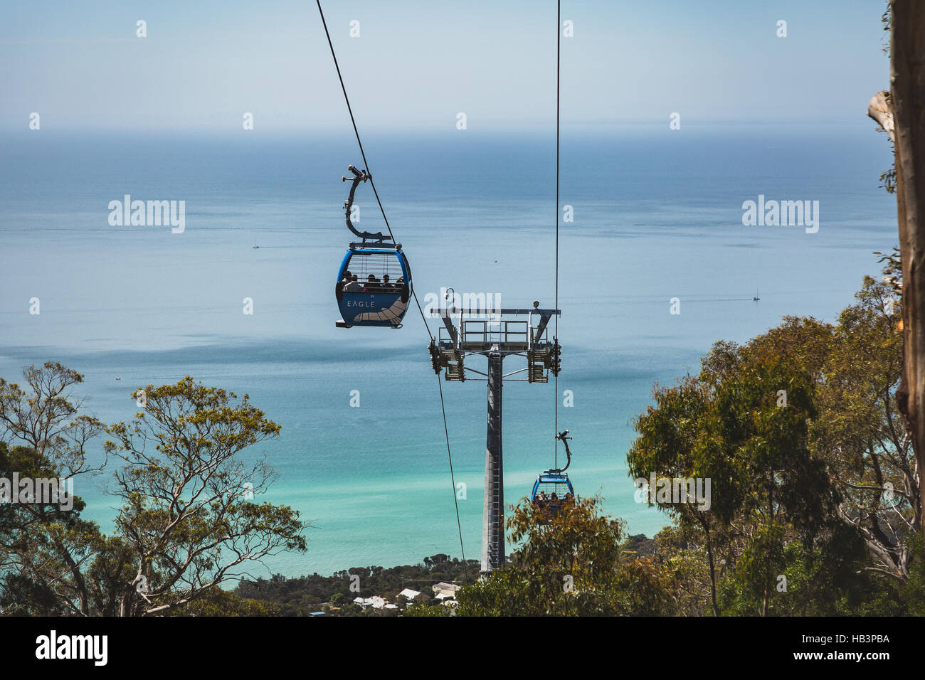 MELBOURNE, AUSTRALIA – DECEMBER 3:  The grand opening of the Arthur's Seat Chair Lift after it's closure over 10 years ago. Stock Photo