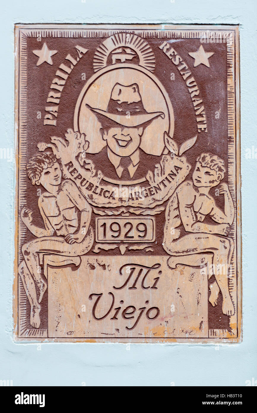Vintage restaurant sign from Argentina in Bogota, Colombia Stock Photo