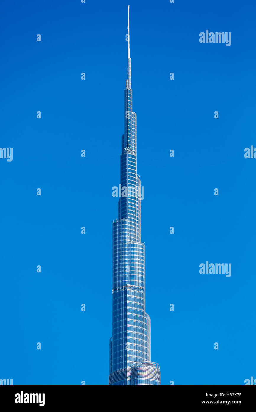 Facade of the Burj Khalifa in Dubai, world tallest building Stock Photo