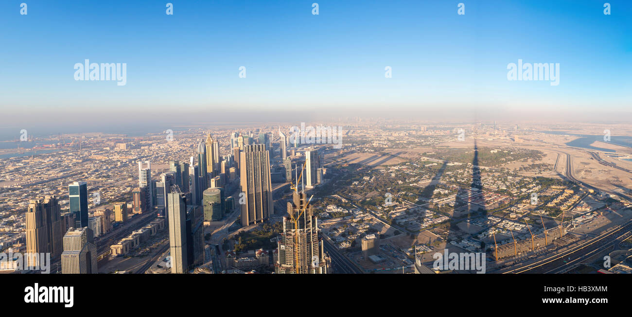 Aerial view of downtown in Dubai with blue sky Stock Photo - Alamy