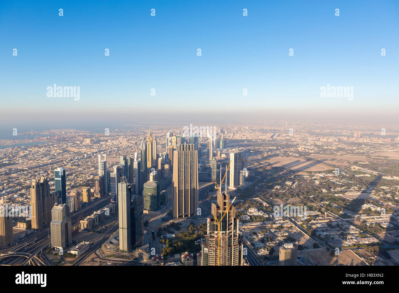 Aerial view of downtown in Dubai with blue sky Stock Photo - Alamy