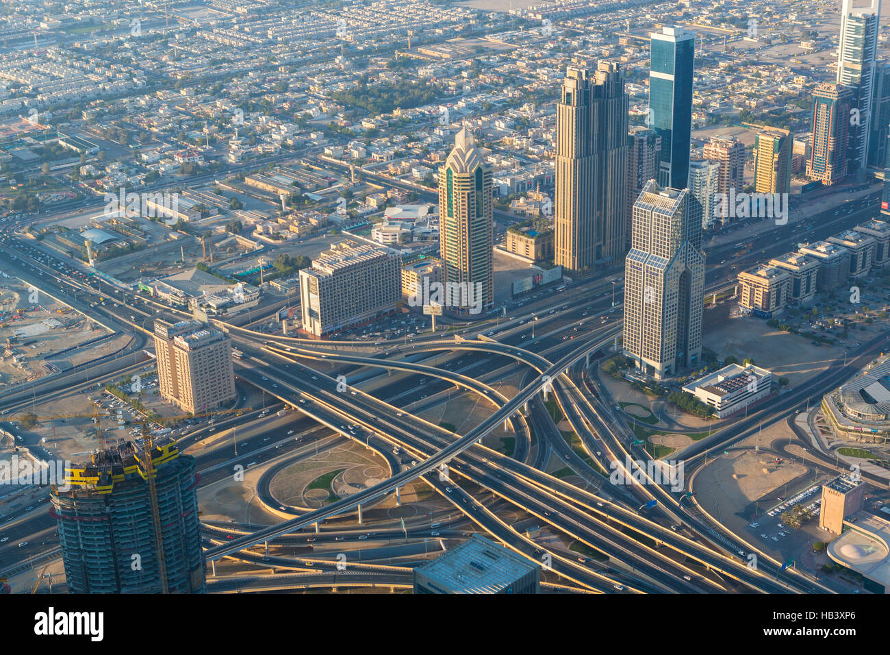 Aerial view of downtown in Dubai with blue sky Stock Photo - Alamy