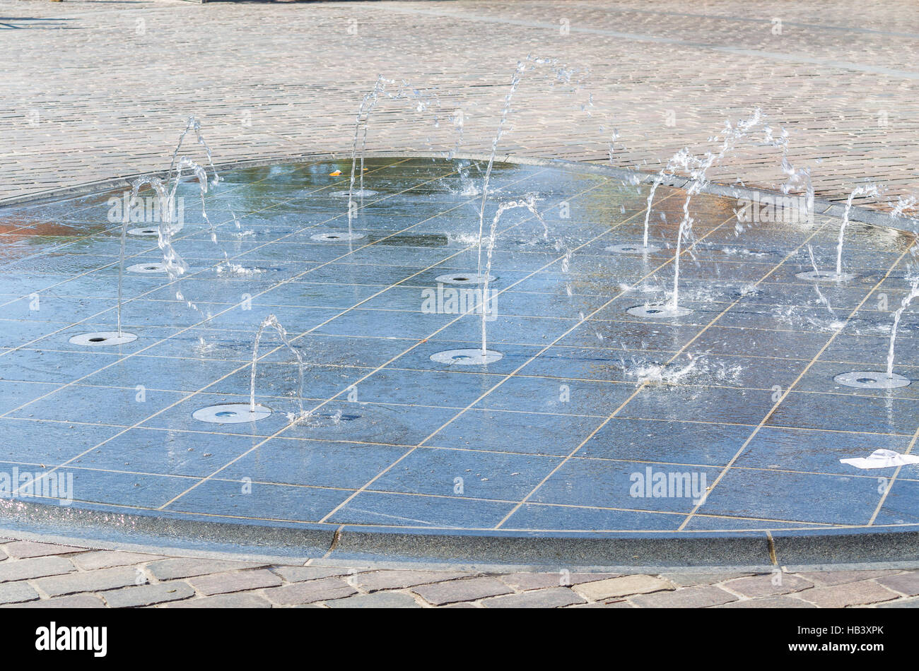 Water features  in a downtown. Stock Photo