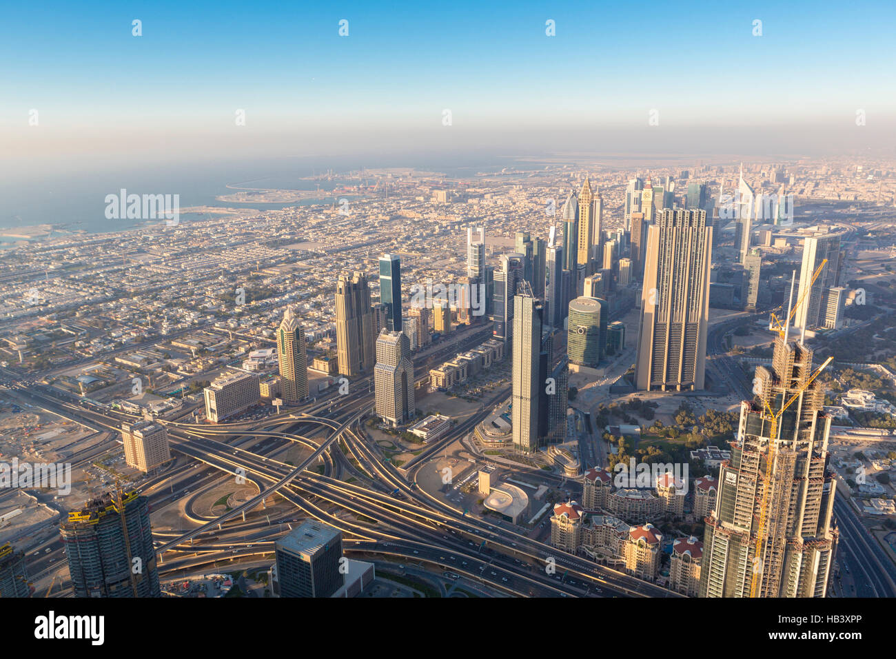 Aerial view of downtown in Dubai with blue sky Stock Photo - Alamy