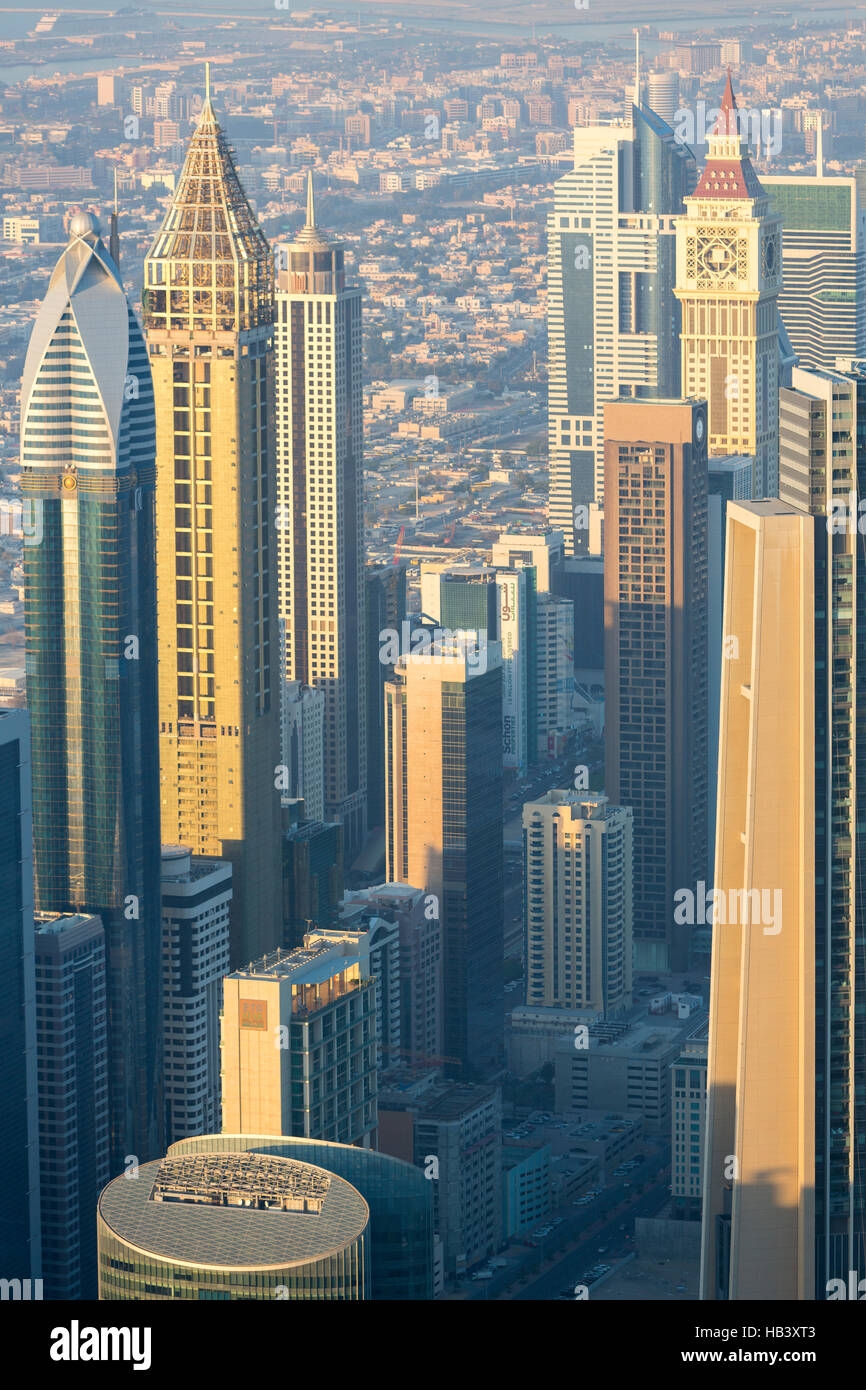 Aerial view of downtown in Dubai with blue sky Stock Photo - Alamy