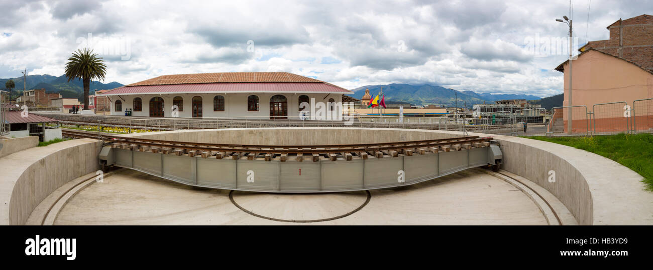 Panorama of the train station in Otavalo, Ecuador Stock Photo