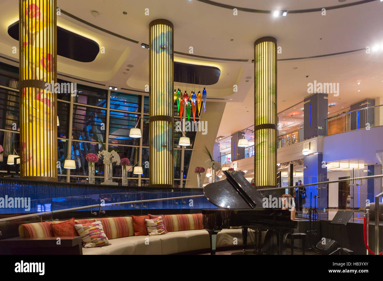 Reception lobby area in luxurious hotel, Dubai, UAE Stock Photo