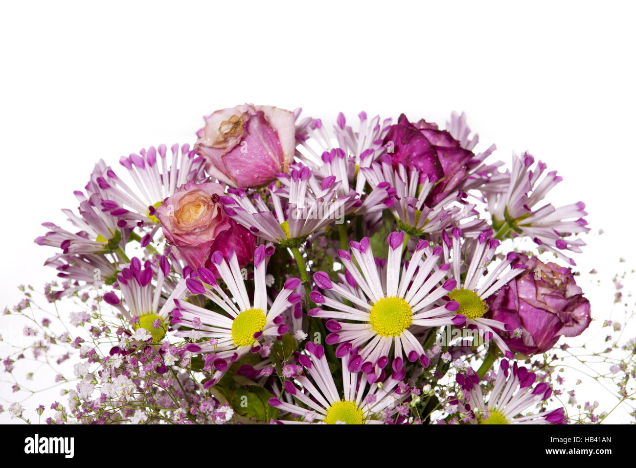 Bouquet of pink flowers isolated on white Stock Photo - Alamy