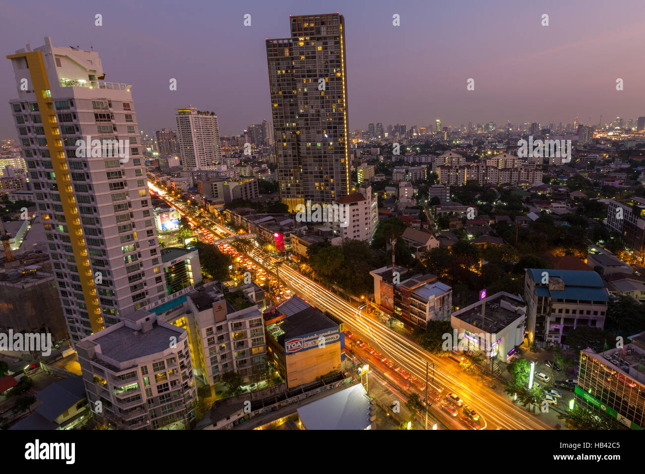 Aerial view of Bangkok at twilight night, Thailand Stock Photo - Alamy