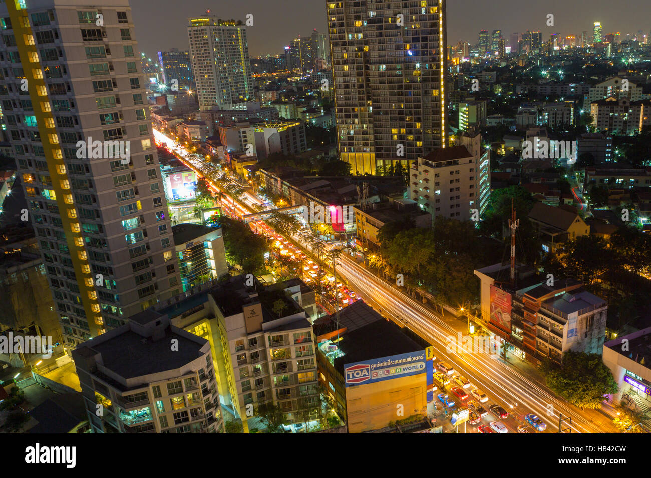 Aerial view of Bangkok at twilight night, Thailand Stock Photo - Alamy