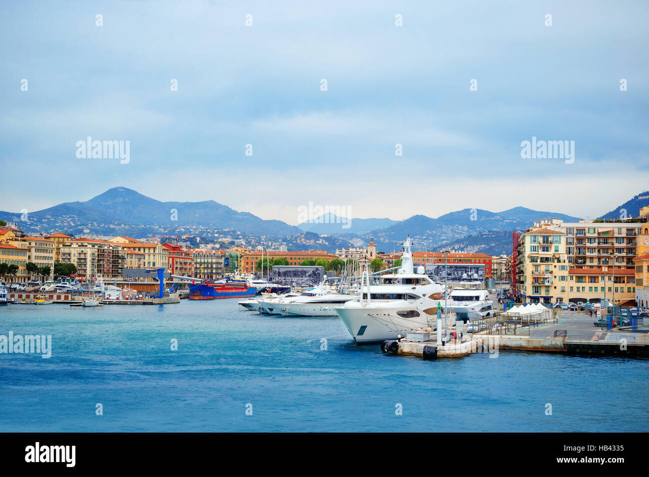 Boats and yachts moored in the port of Nice Stock Photo