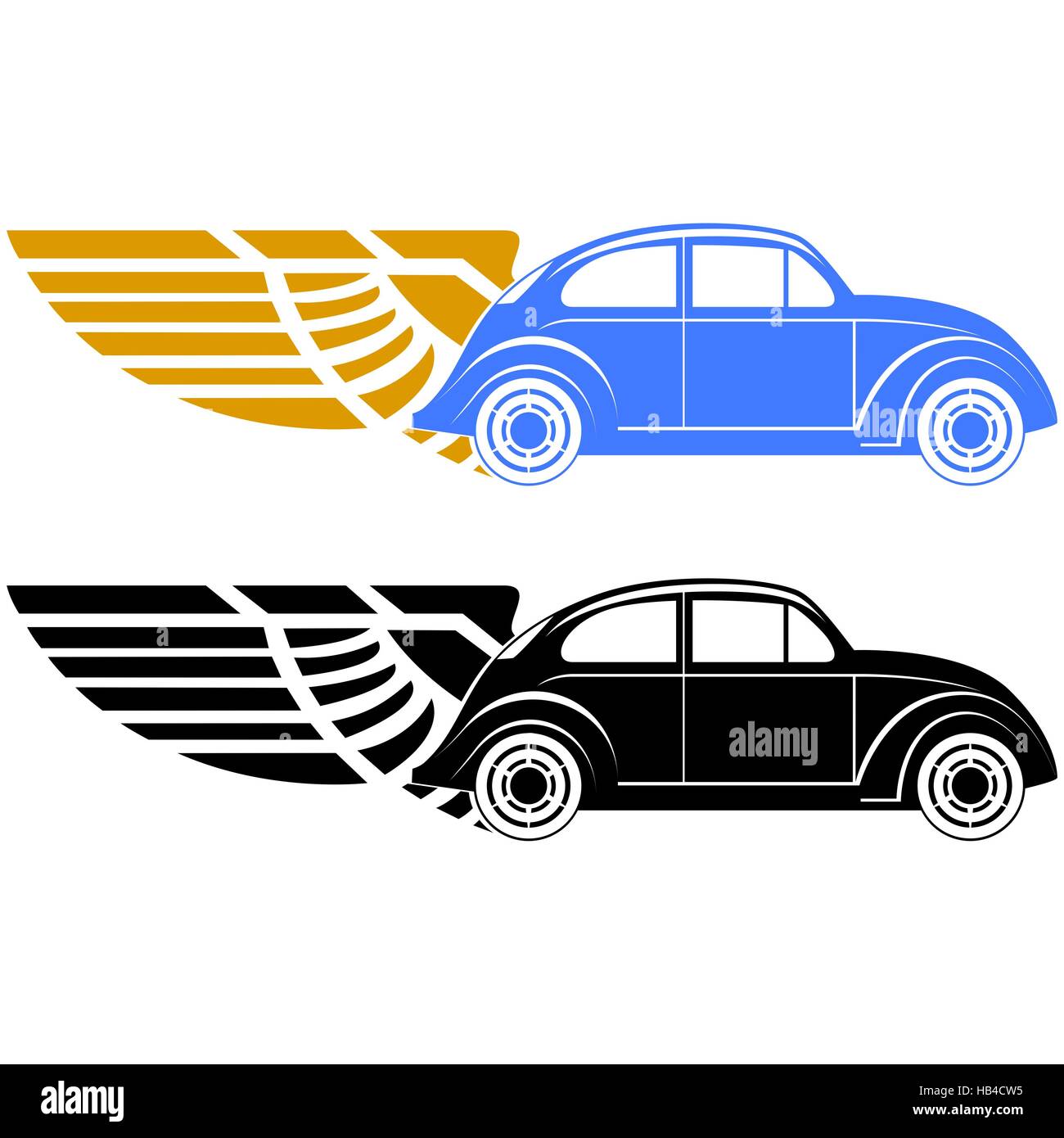 Abstract car on abstract wings. The illustration on a white background. Stock Photo