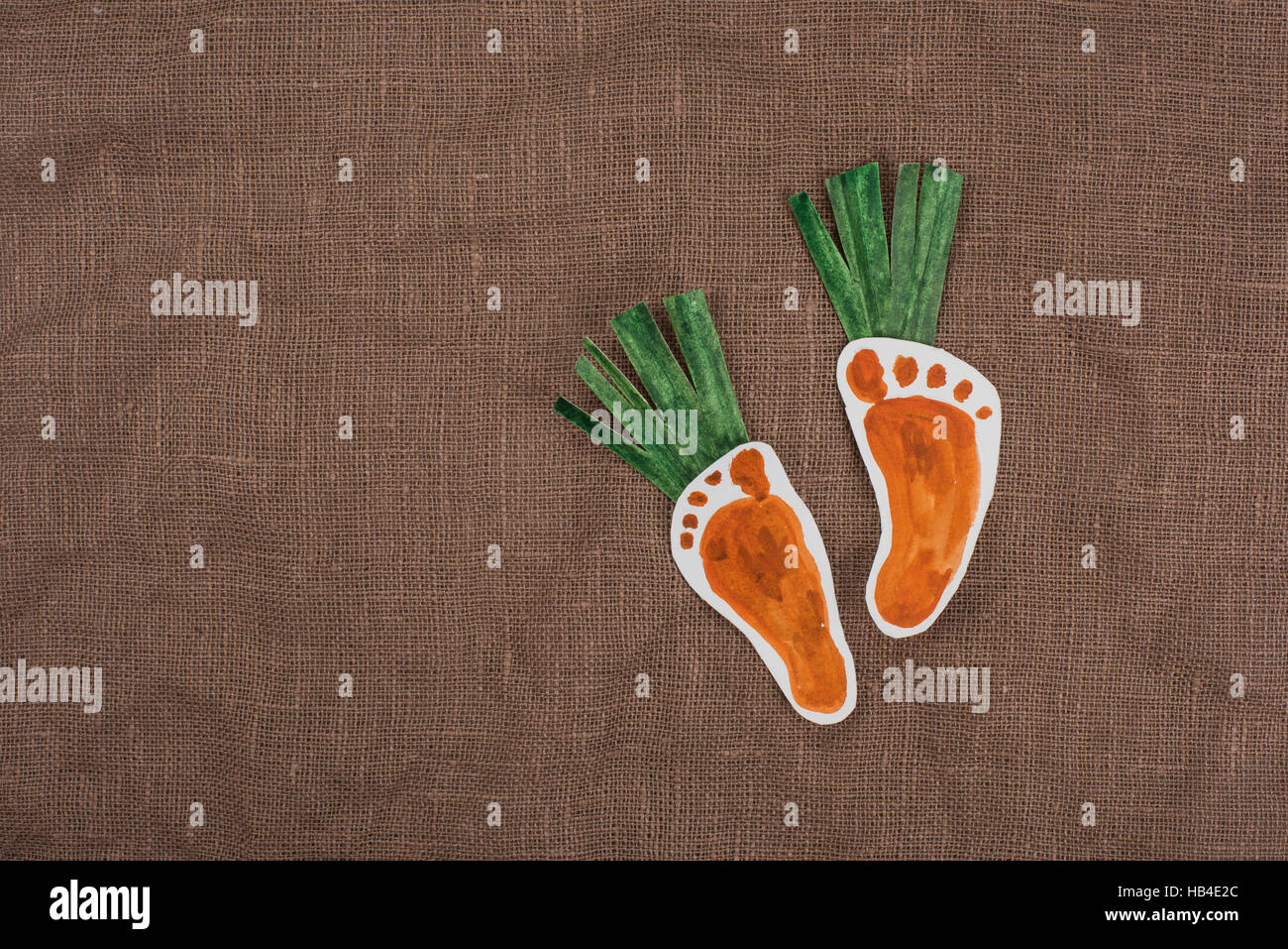 handmade foot-shaped carrot Stock Photo