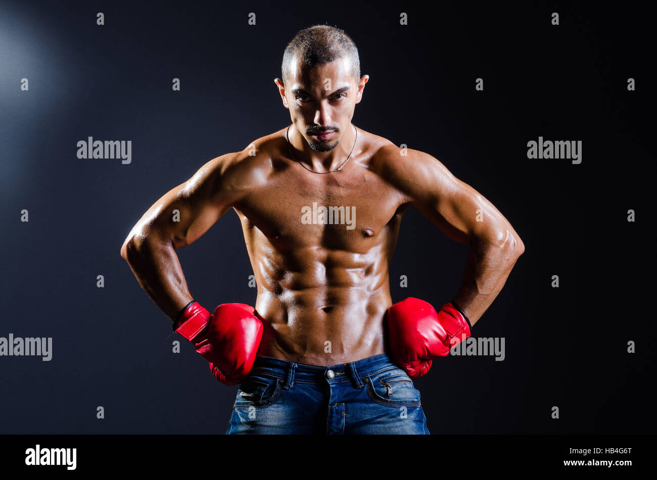Ripped boxer in sports concept Stock Photo Alamy