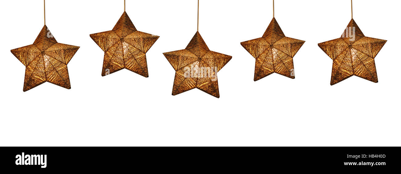 Toy star on Christmas tree isolated white background Stock Photo