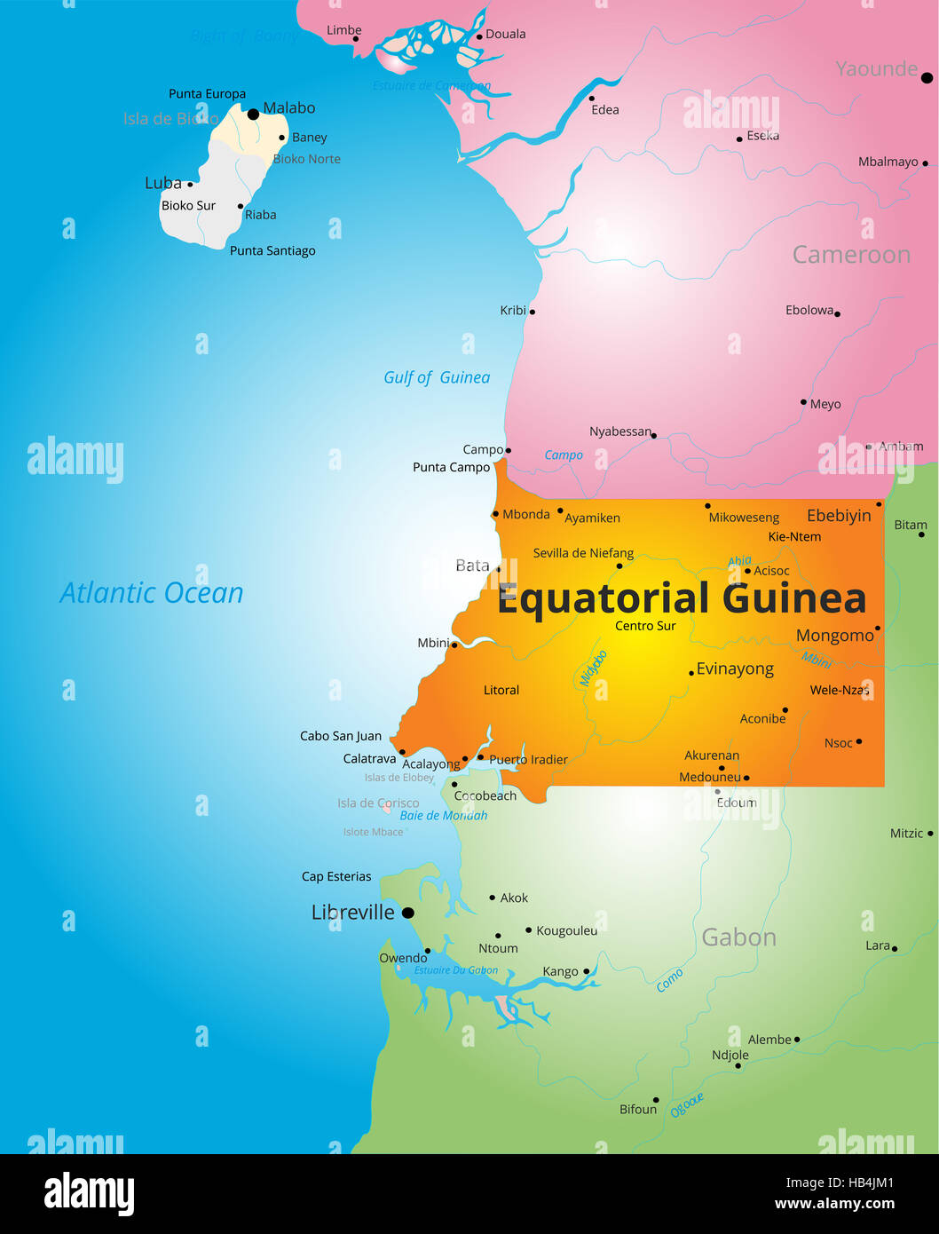color map of Equatorial Guinea Stock Photo