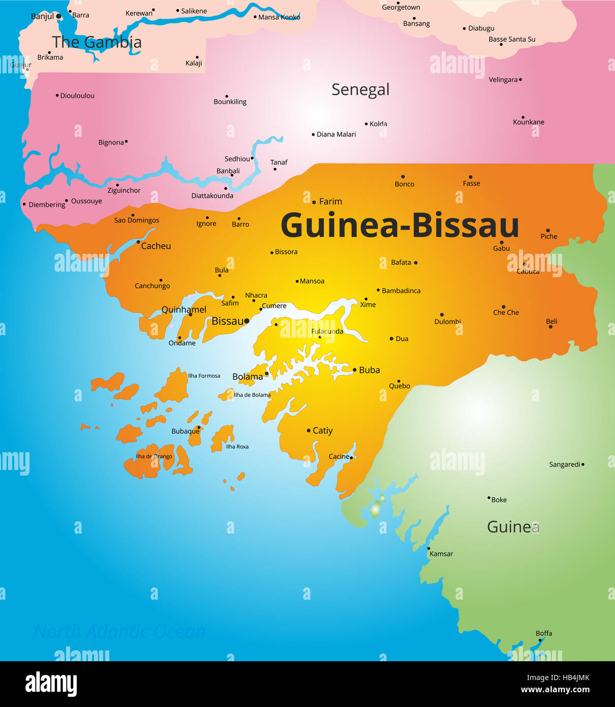 color map of Guinea-Bissau Stock Photo