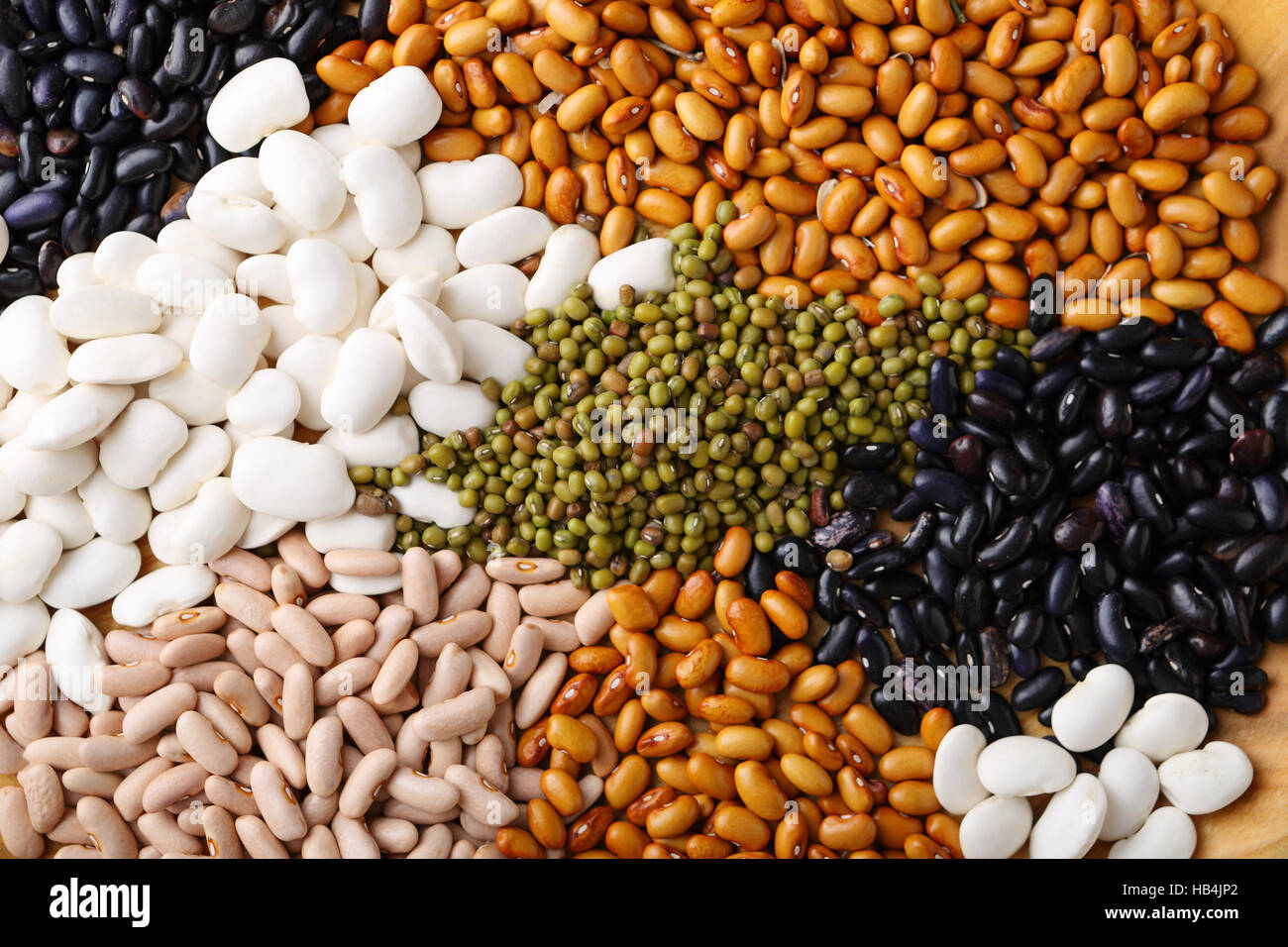 Set of raw beans and mung, food closeup Stock Photo