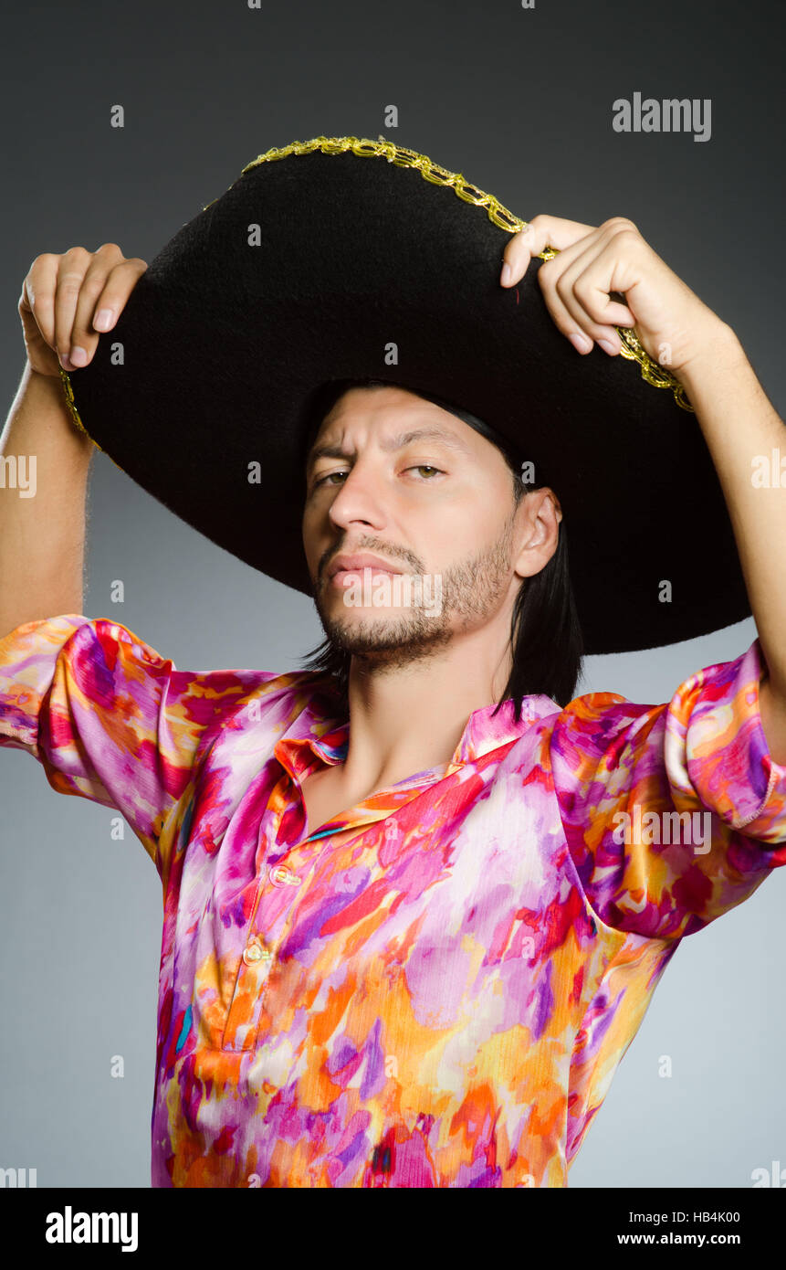 Young Mexican Man Wearing Sombrero Stock Photo - Alamy