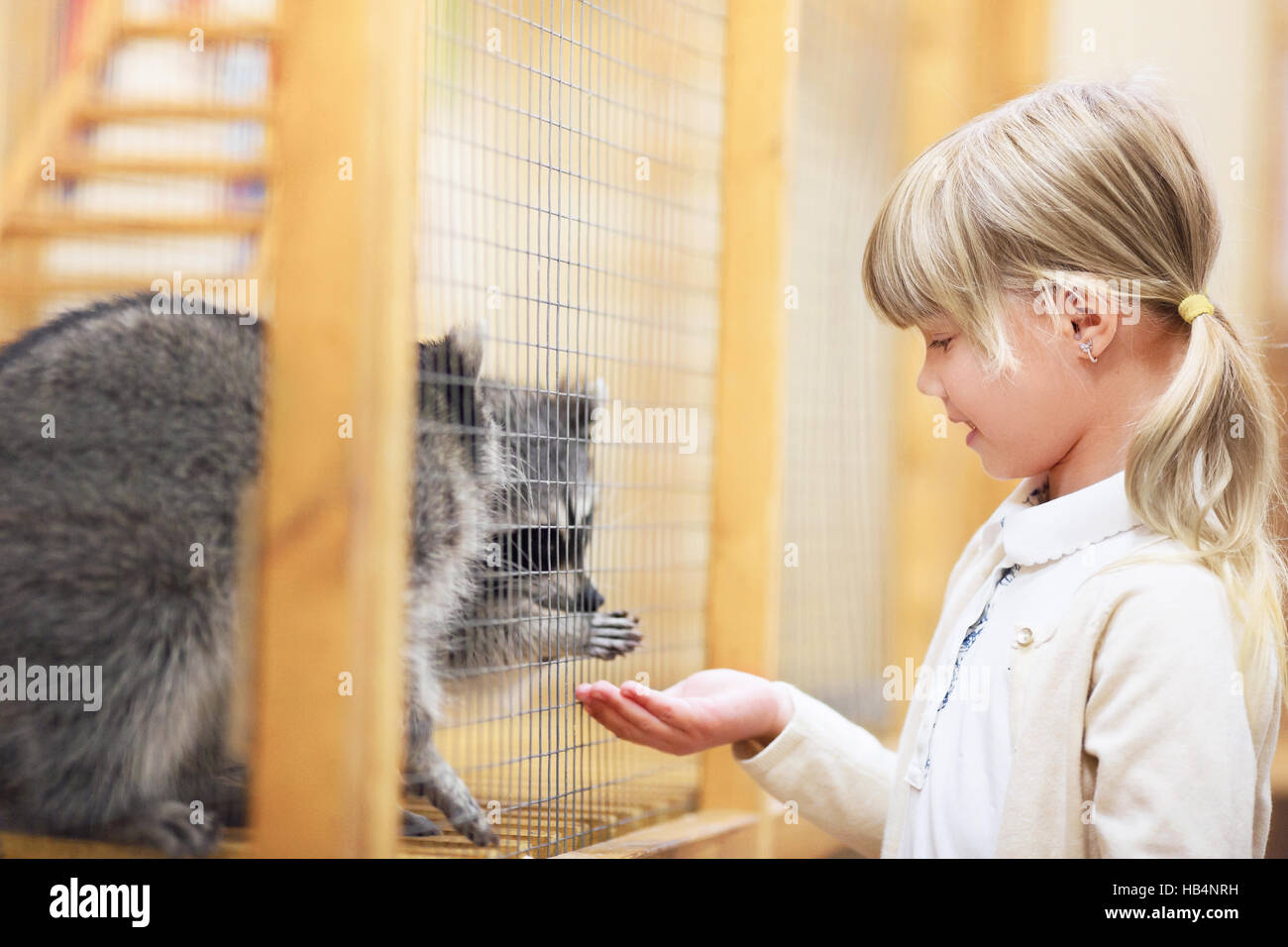 Girl with mammals Stock Photo